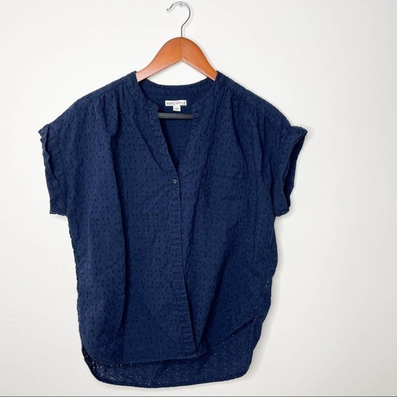 J. Crew Factory Tops - J. Crew Eyelet Camp Shirt in Navy size S Small